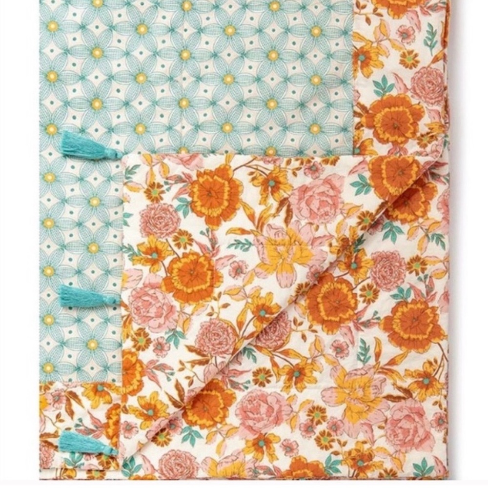 Matilda Jane Day Together Picnic Quilt Floral Tassels Carry Strap - Picture 3 of 6